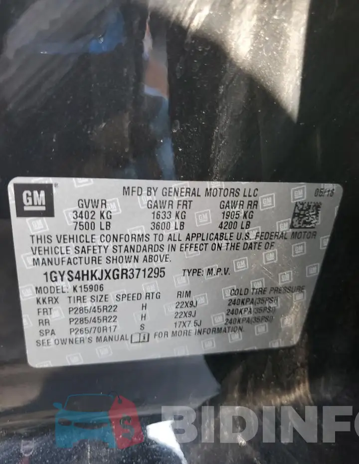 1GYS4HKJXGR371295 Photo# 13