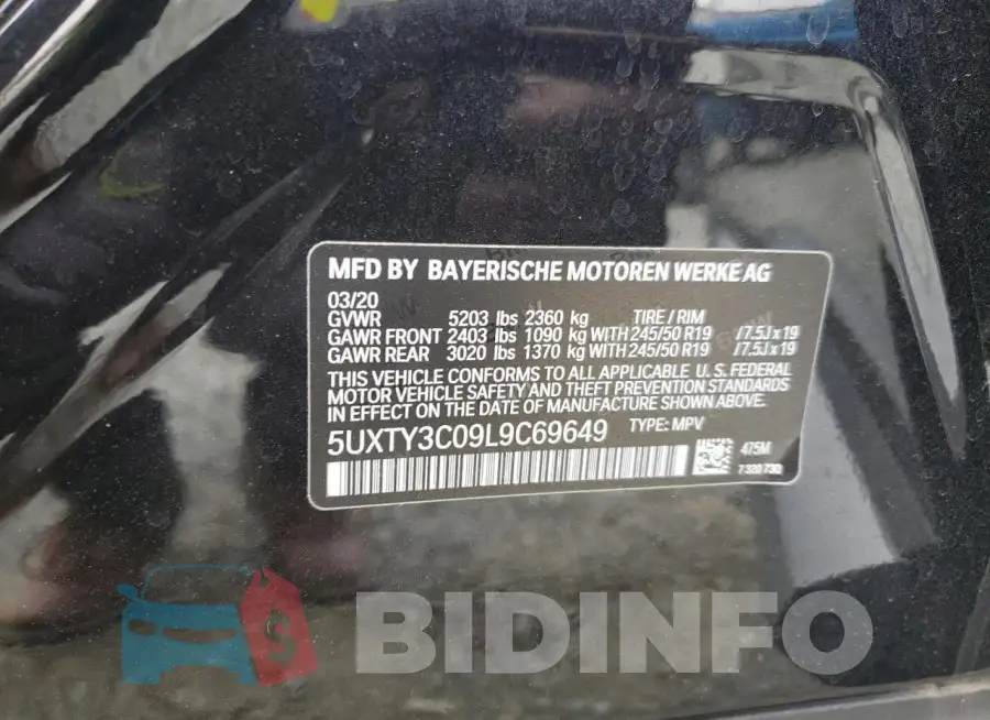 5UXTY3C09L9C69649 Photo# 14