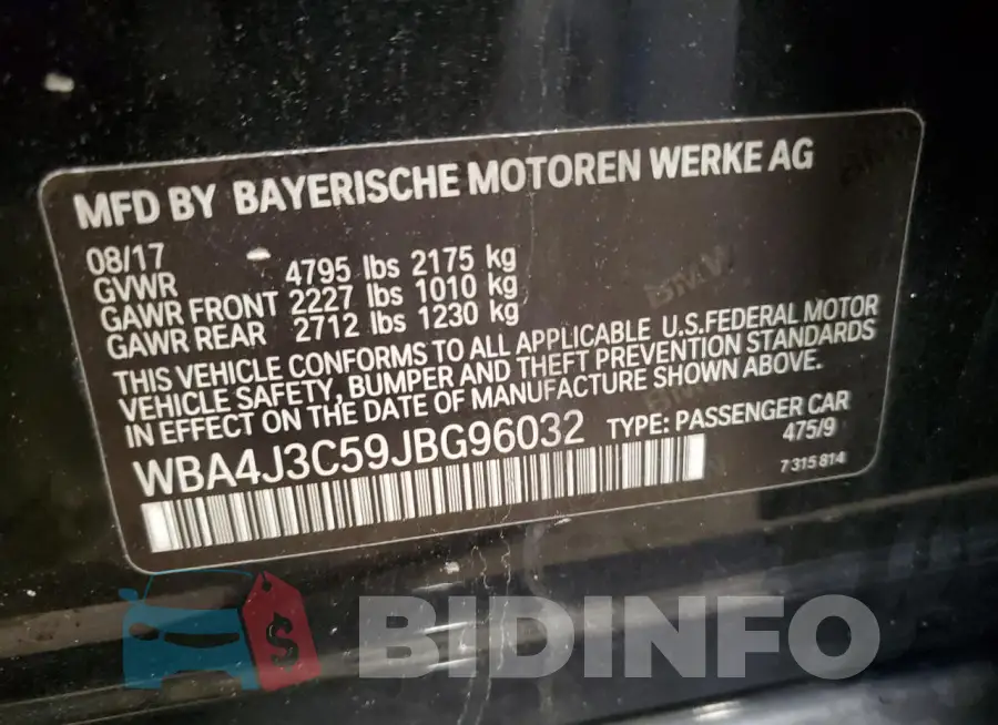 WBA4J3C59JBG96032 Photo# 12