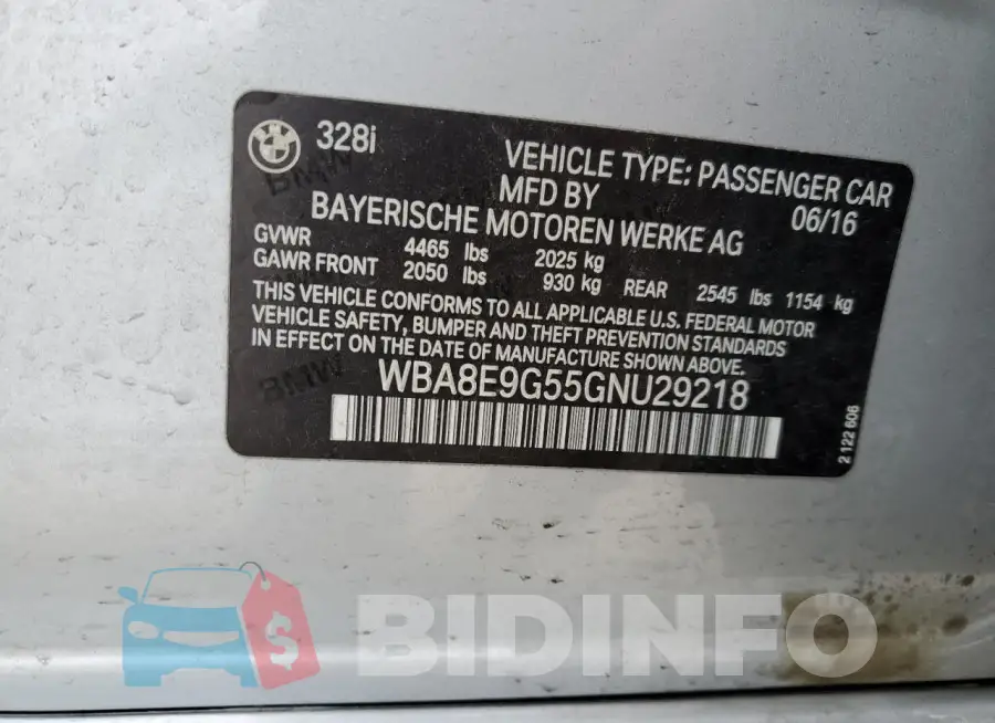 WBA8E9G55GNU29218 Photo# 12