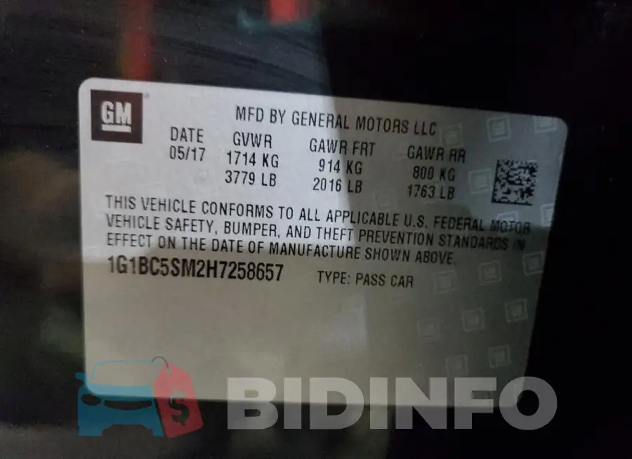 1G1BC5SM2H7258657 Photo# 13
