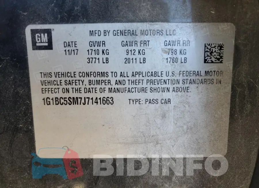 1G1BC5SM7J7141663 Photo# 12