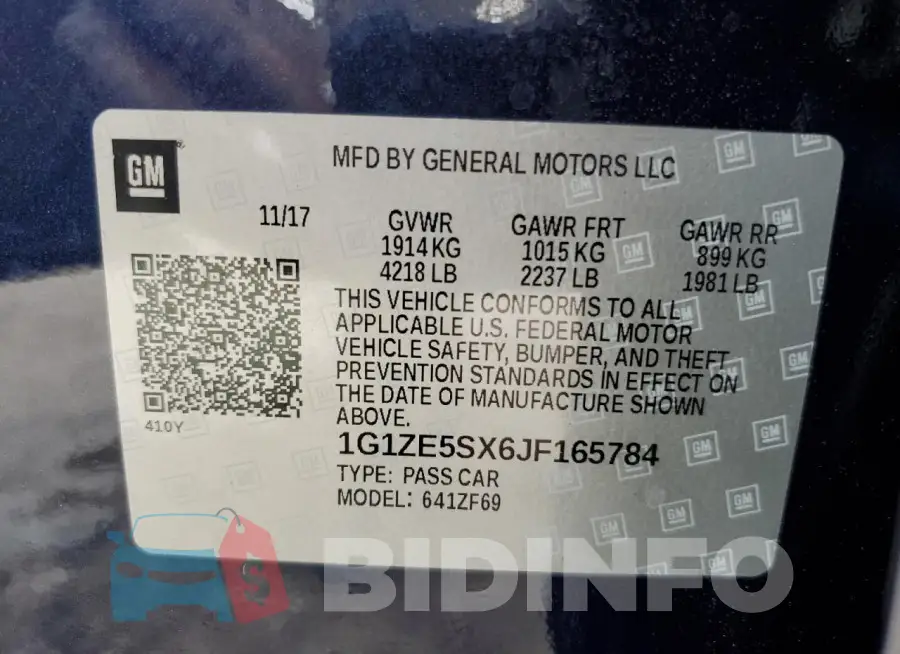 1G1ZE5SX6JF165784 Photo# 12