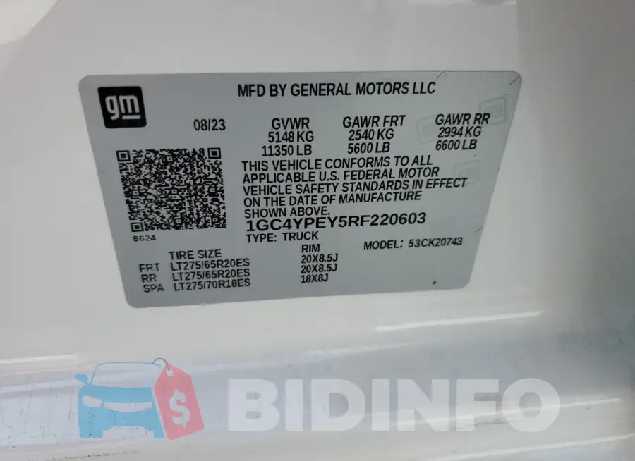 1GC4YPEY5RF220603 Photo# 12