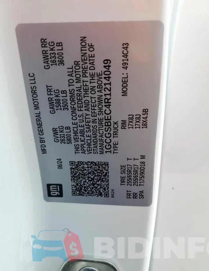 1GCGSBEC4R1214049 Photo# 12
