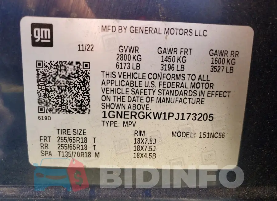 1GNERGKW1PJ173205 Photo# 14