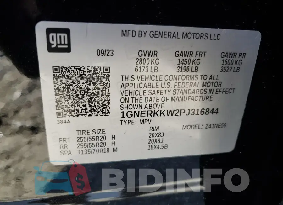 1GNERKKW2PJ316844 Photo# 13