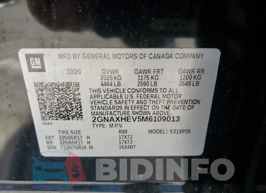 2GNAXHEV5M6109013 Photo# 13