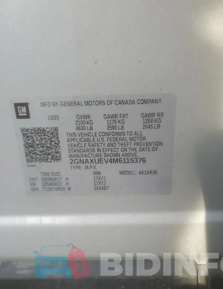 2GNAXUEV4M6115376 Photo# 14