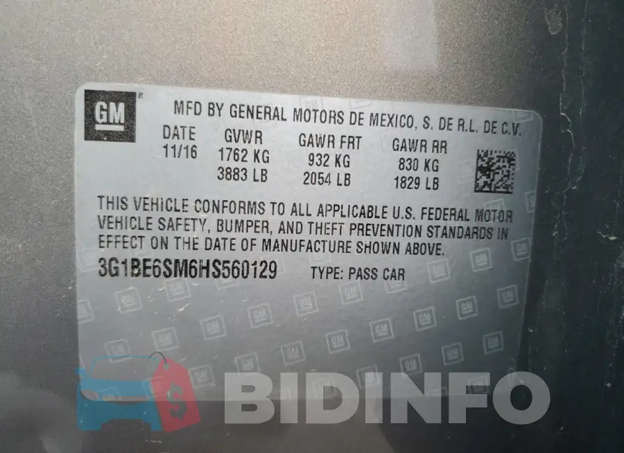 3G1BE6SM6HS560129 Photo# 12