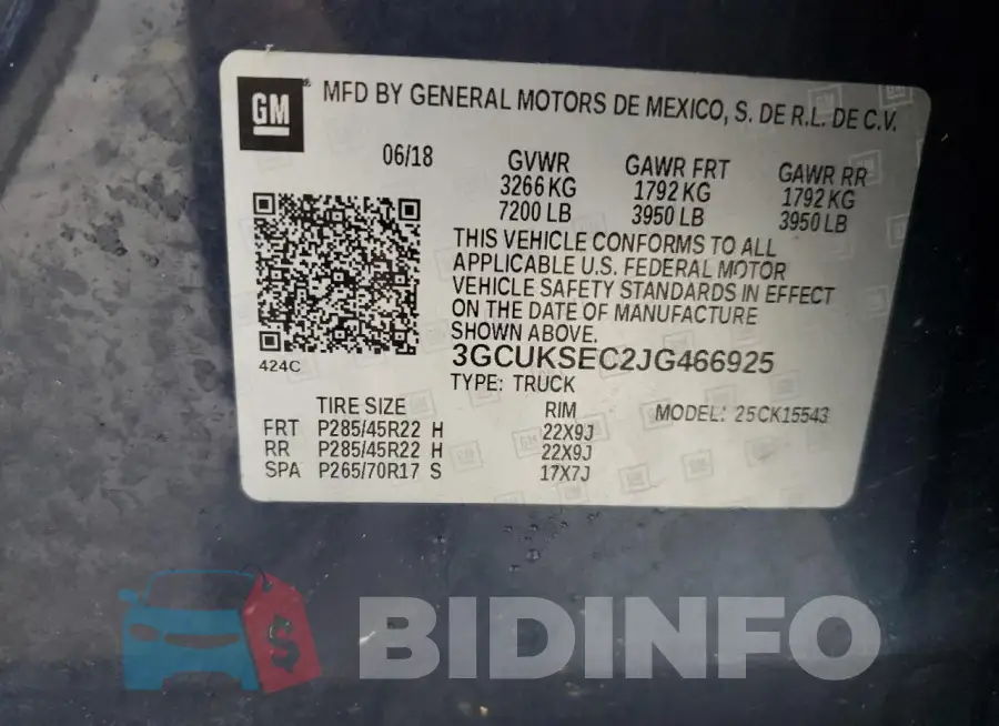 3GCUKSEC2JG466925 Photo# 12