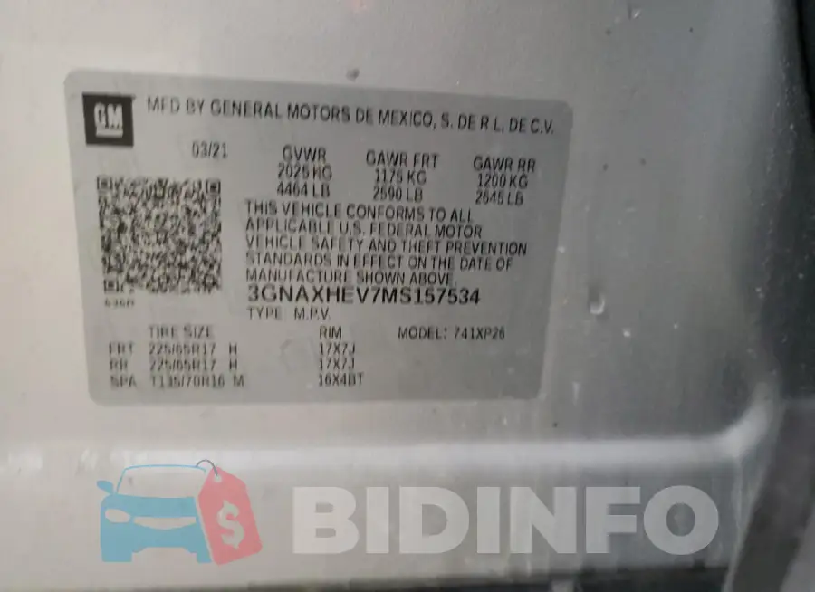 3GNAXHEV7MS157534 Photo# 13