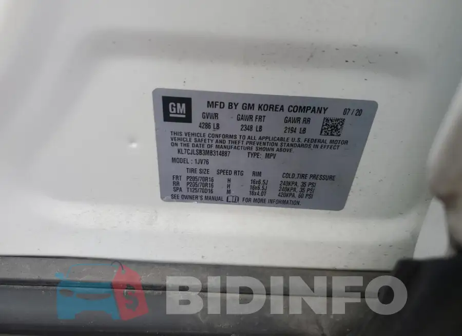 KL7CJLSB3MB314887 Photo# 14
