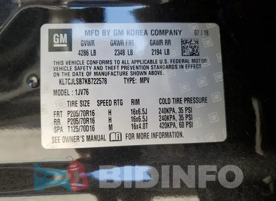 KL7CJLSB7KB722578 Photo# 12