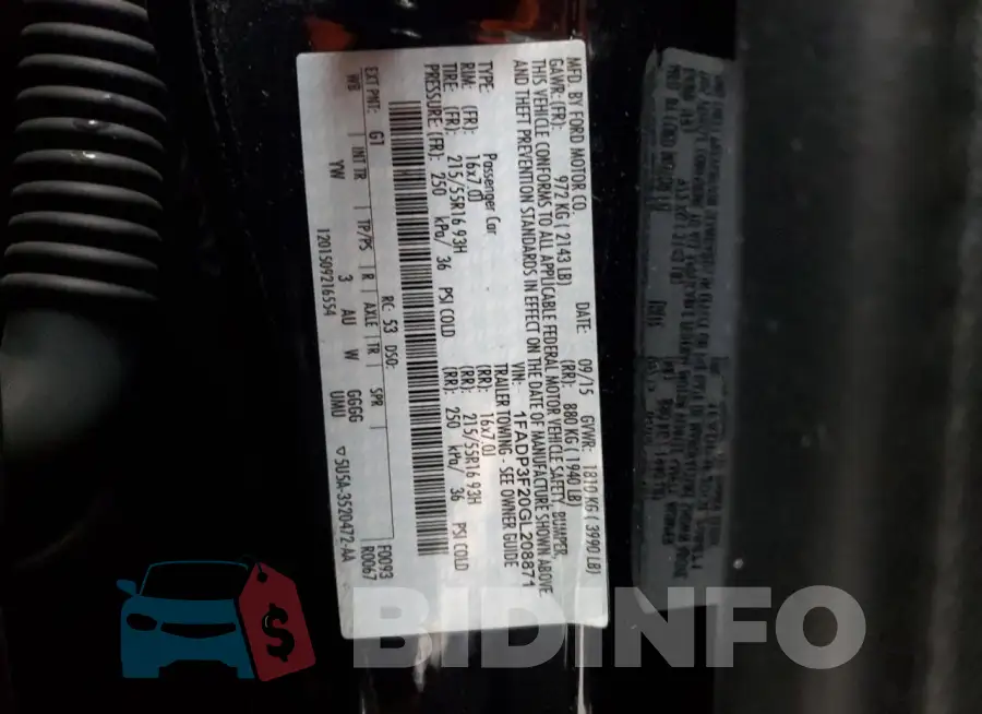 1FADP3F20GL208871 Photo# 13