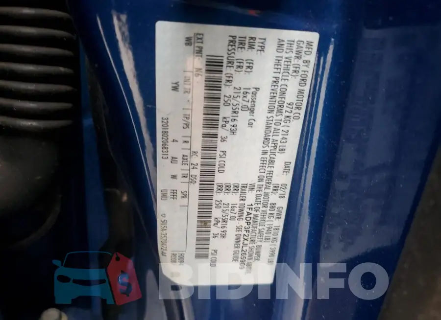 1FADP3F2XJL265909 Photo# 13