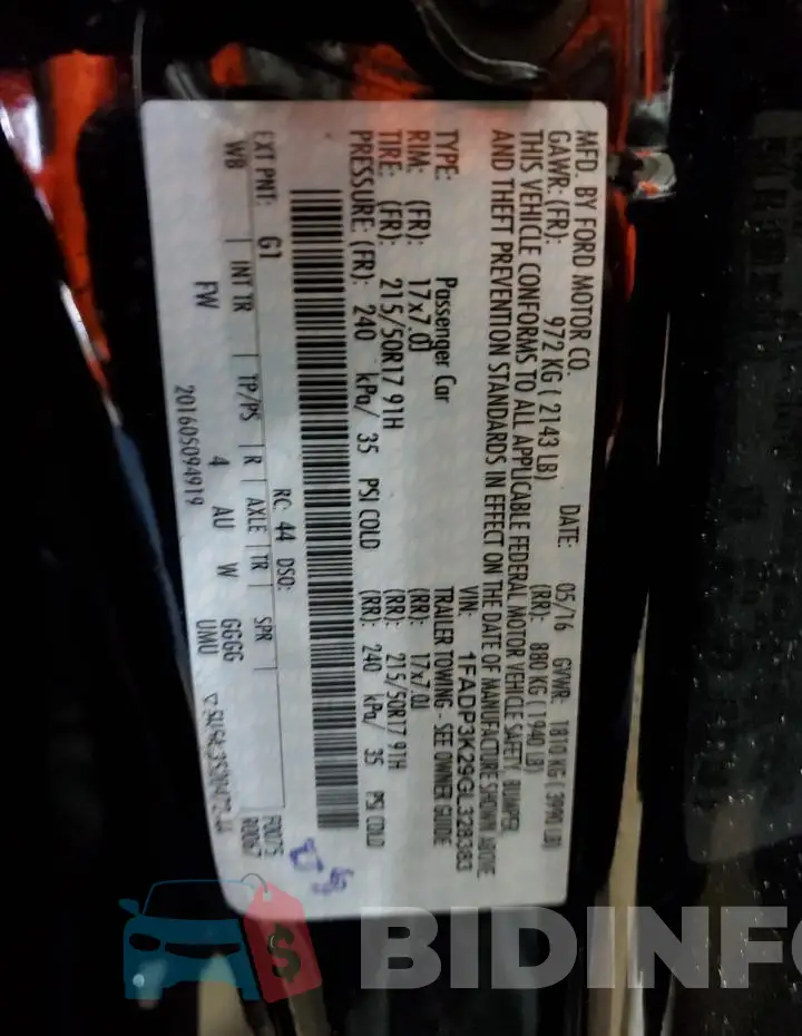 1FADP3K29GL328383 Photo# 12