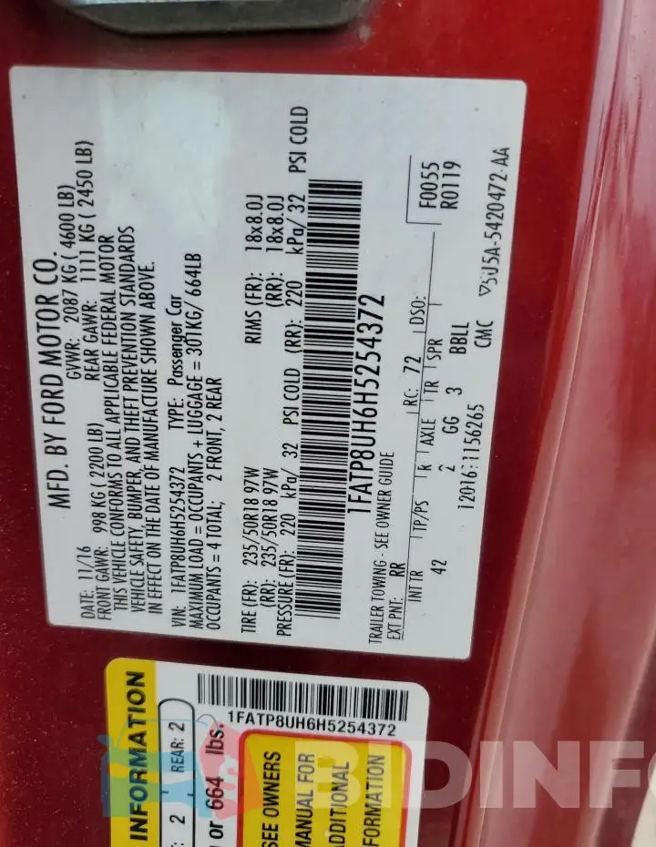 1FATP8UH6H5254372 Photo# 12