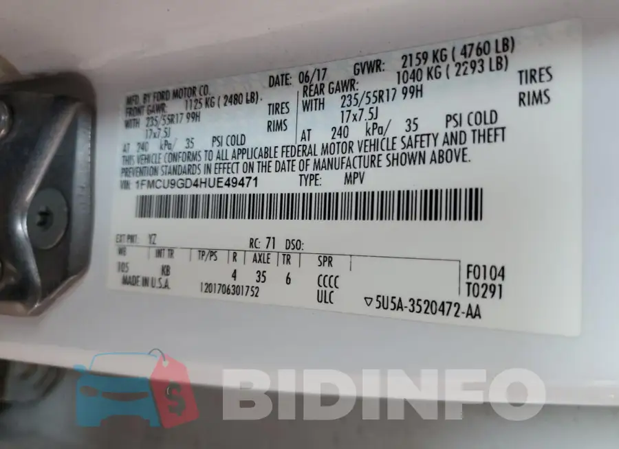 1FMCU9GD4HUE49471 Photo# 12