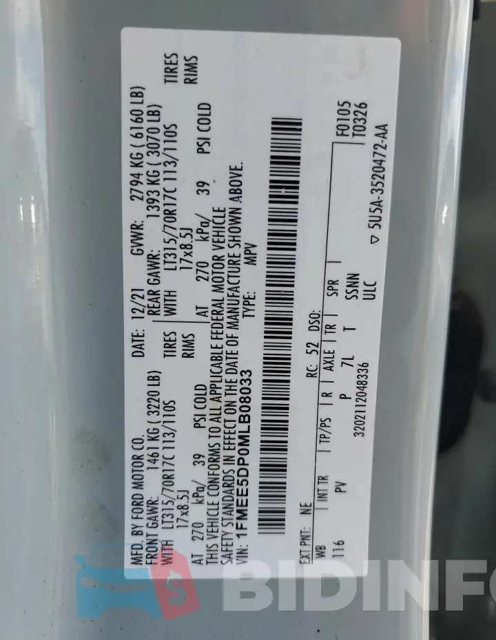 1FMEE5DP0MLB08033 Photo# 12