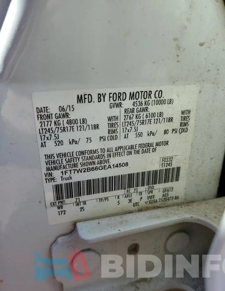 1FT7W2B66GEA14508 Photo# 12