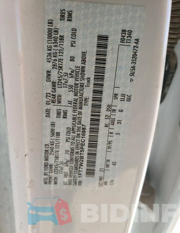 1FT7W2BT5PEC16987 Photo# 13