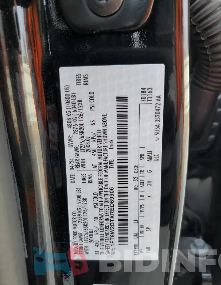 1FT8W2BTXRED69906 Photo# 13