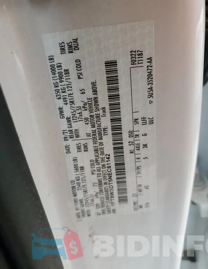 1FT8W3DT5NEC61142 Photo# 12