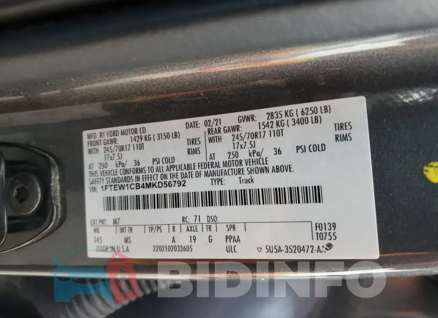 1FTEW1CB4MKD56792 Photo# 12