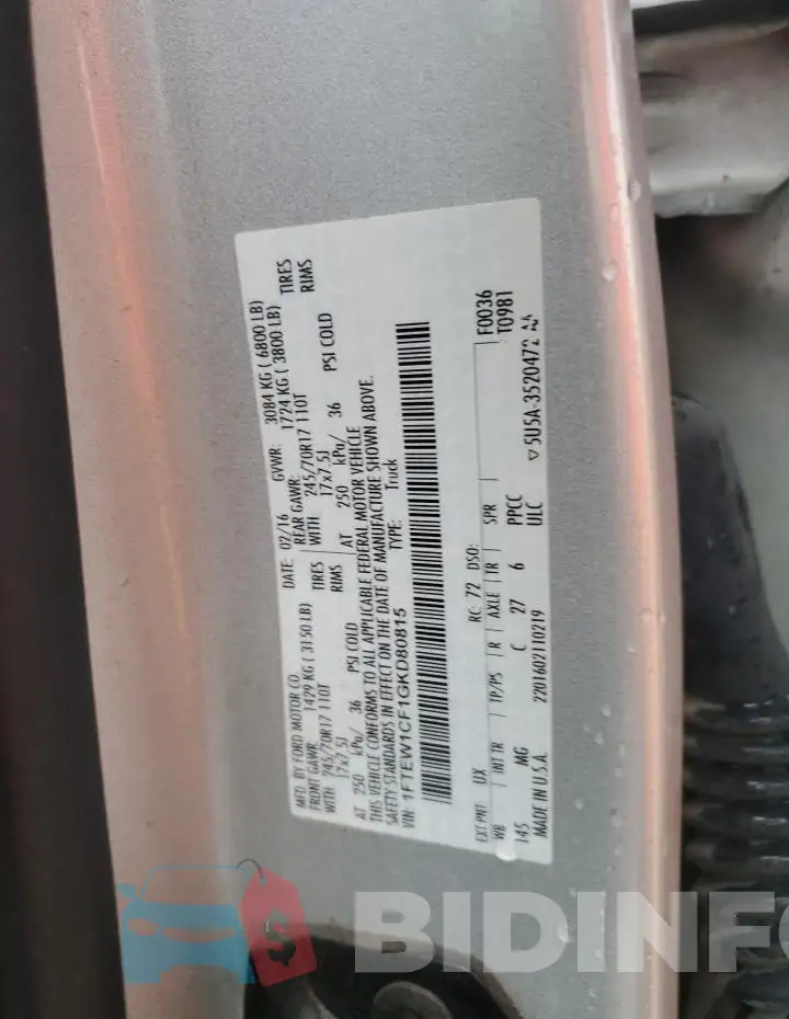 1FTEW1CF1GKD80815 Photo# 12