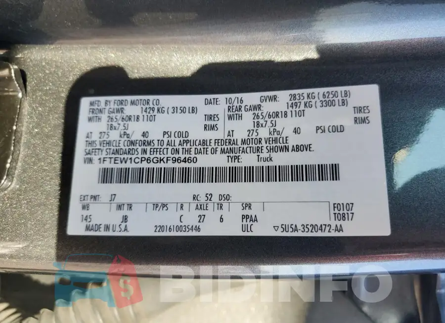 1FTEW1CP6GKF96460 Photo# 12