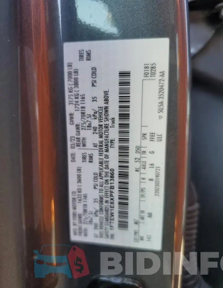1FTEW1E8XPFB13860 Photo# 12