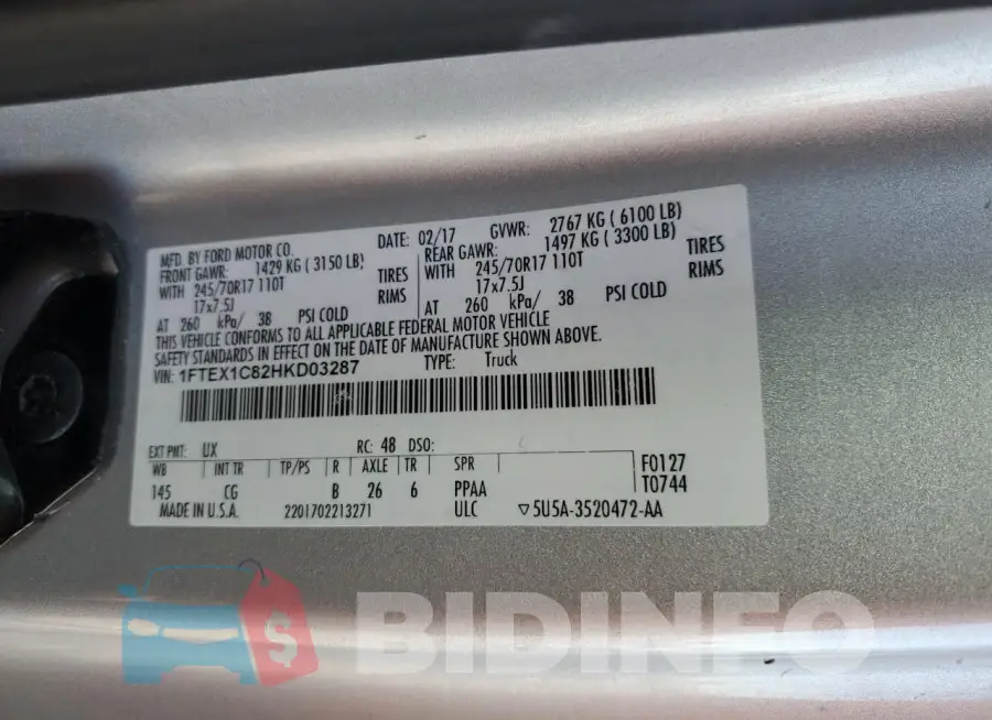 1FTEX1C82HKD03287 Photo# 12