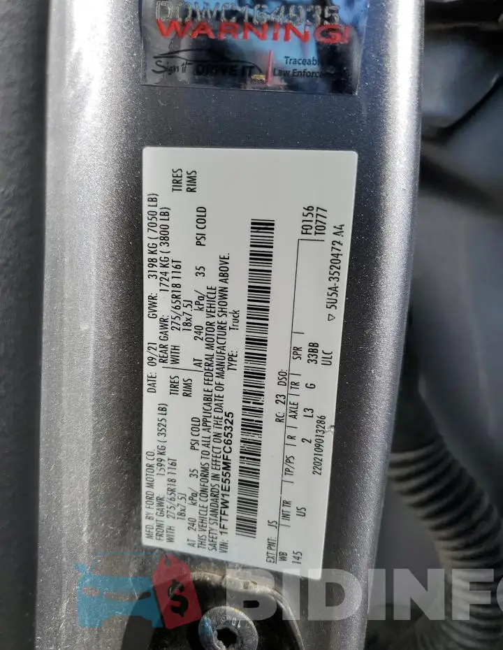 1FTFW1E55MFC65325 Photo# 12