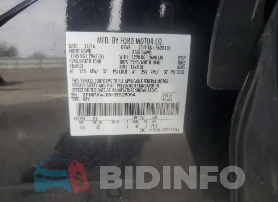 2FMPK4J88HBB25094 Photo# 13