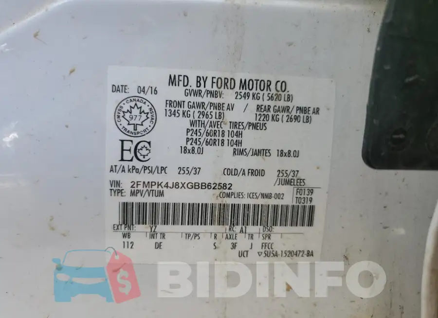 2FMPK4J8XGBB62582 Photo# 13