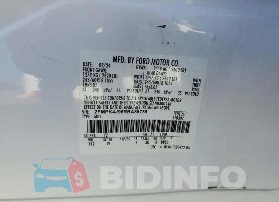 2FMPK4J96RBA88735 Photo# 14