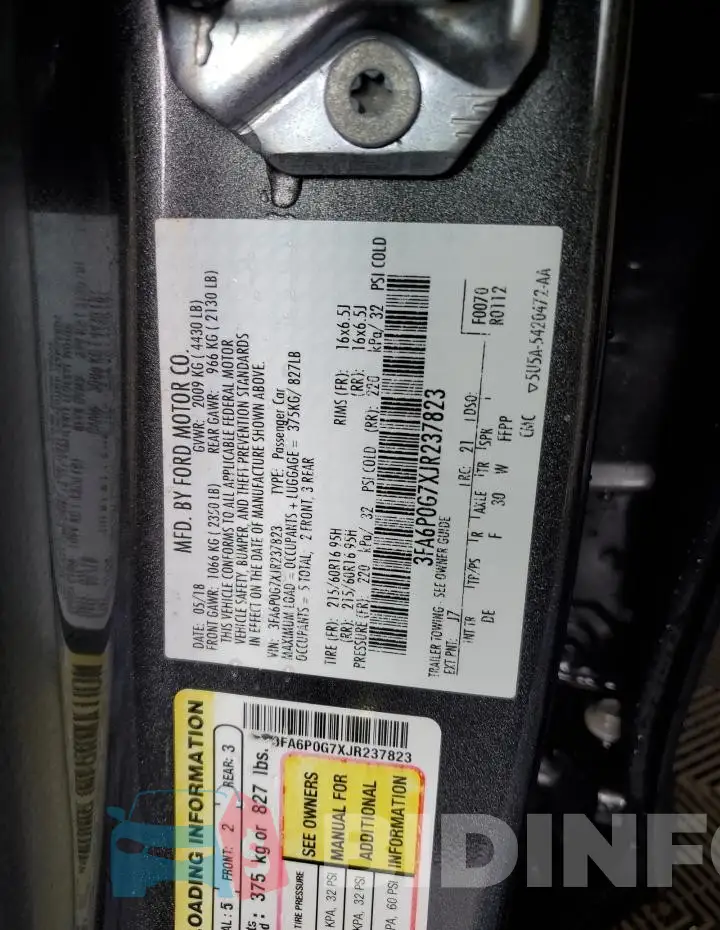 3FA6P0G7XJR237823 Photo# 12