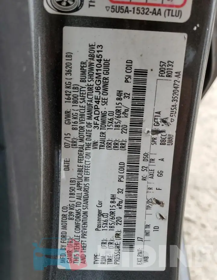 3FADP4EJ6GM104513 Photo# 13