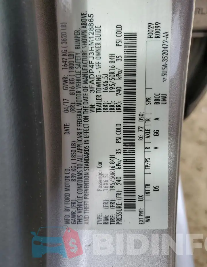 3FADP4FJ3HM128865 Photo# 12