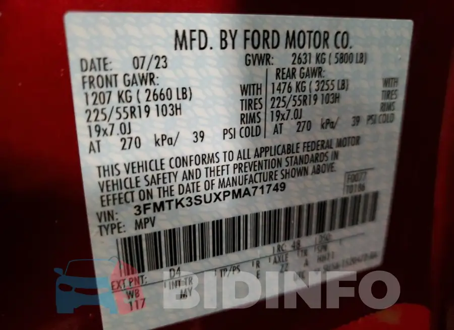 3FMTK3SUXPMA71749 Photo# 14