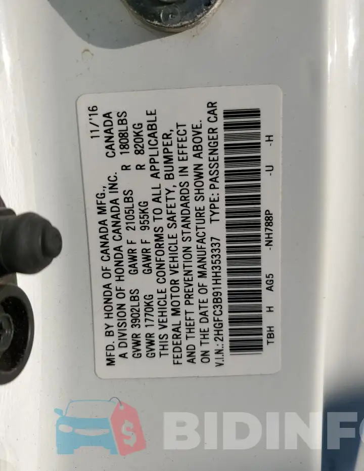 2HGFC3B91HH353337 Photo# 12