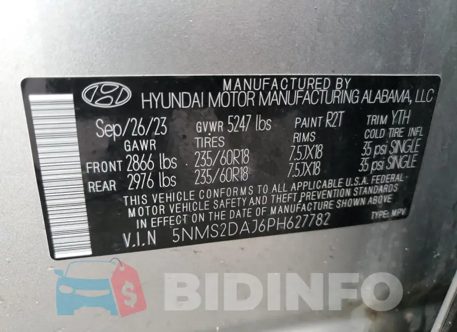 5NMS2DAJ6PH627782 Photo# 13