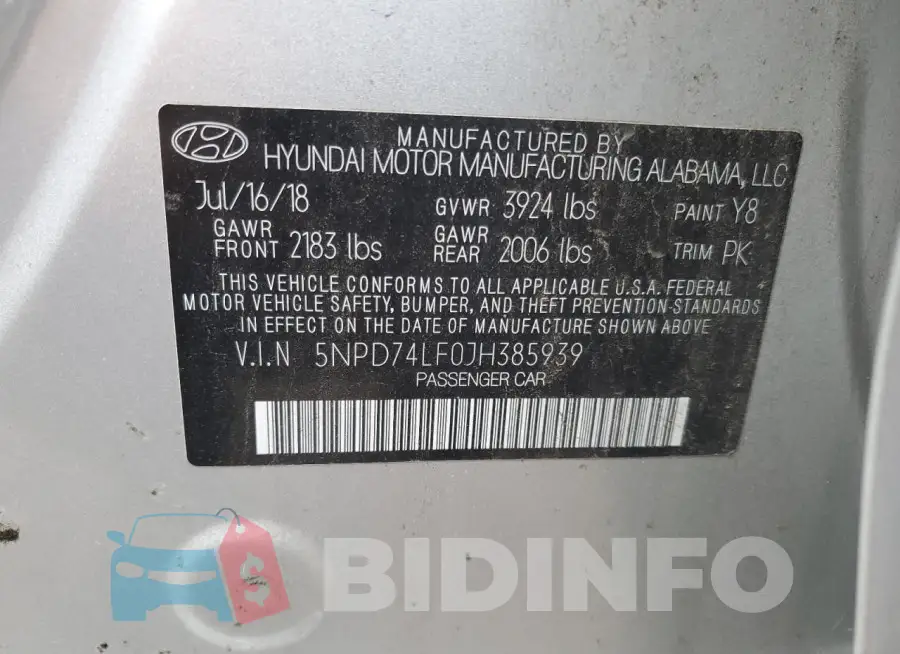5NPD74LF0JH385939 Photo# 12
