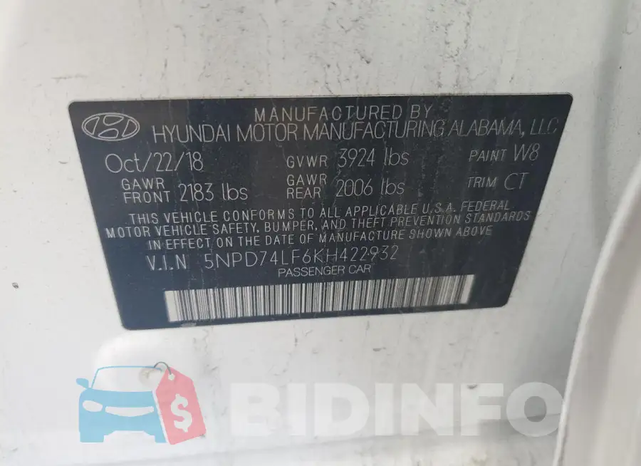 5NPD74LF6KH422932 Photo# 13