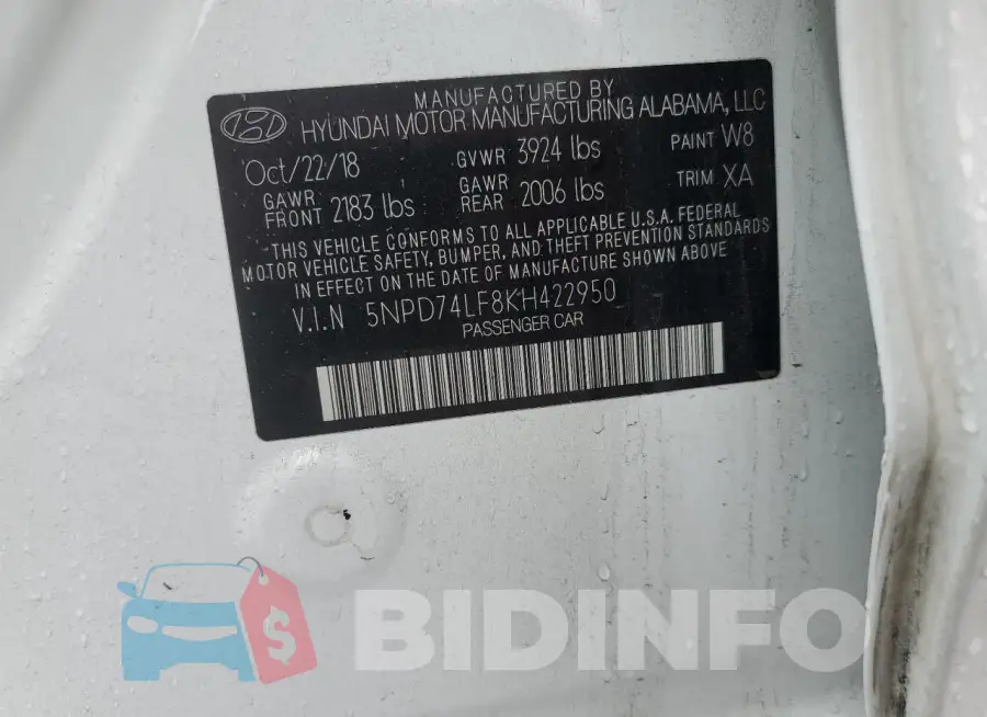 5NPD74LF8KH422950 Photo# 13