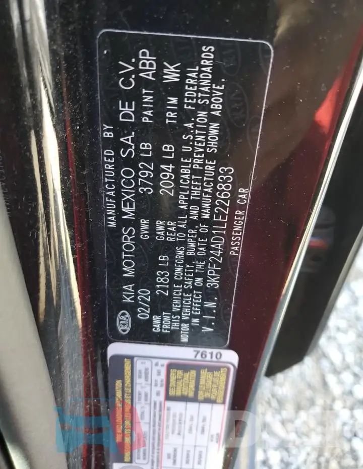 3KPF24AD1LE226833 Photo# 12