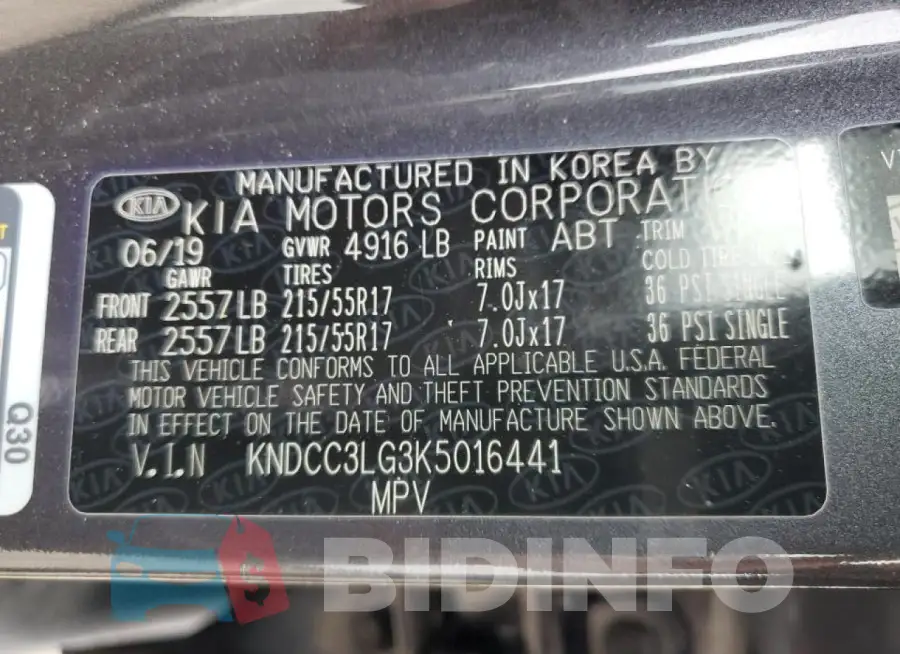 KNDCC3LG3K5016441 Photo# 13