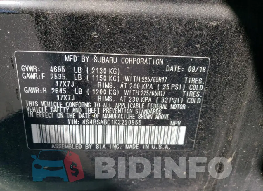 4S4BSABC1K3220955 Photo# 14