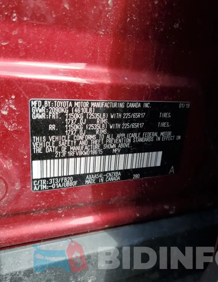 2T3F1RFV8KW018615 Photo# 13